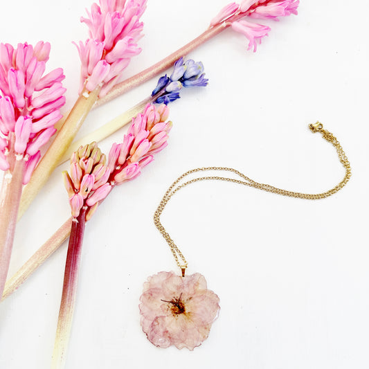 Real cherry blossom necklace
