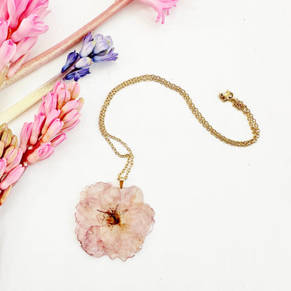 Real cherry blossom necklace