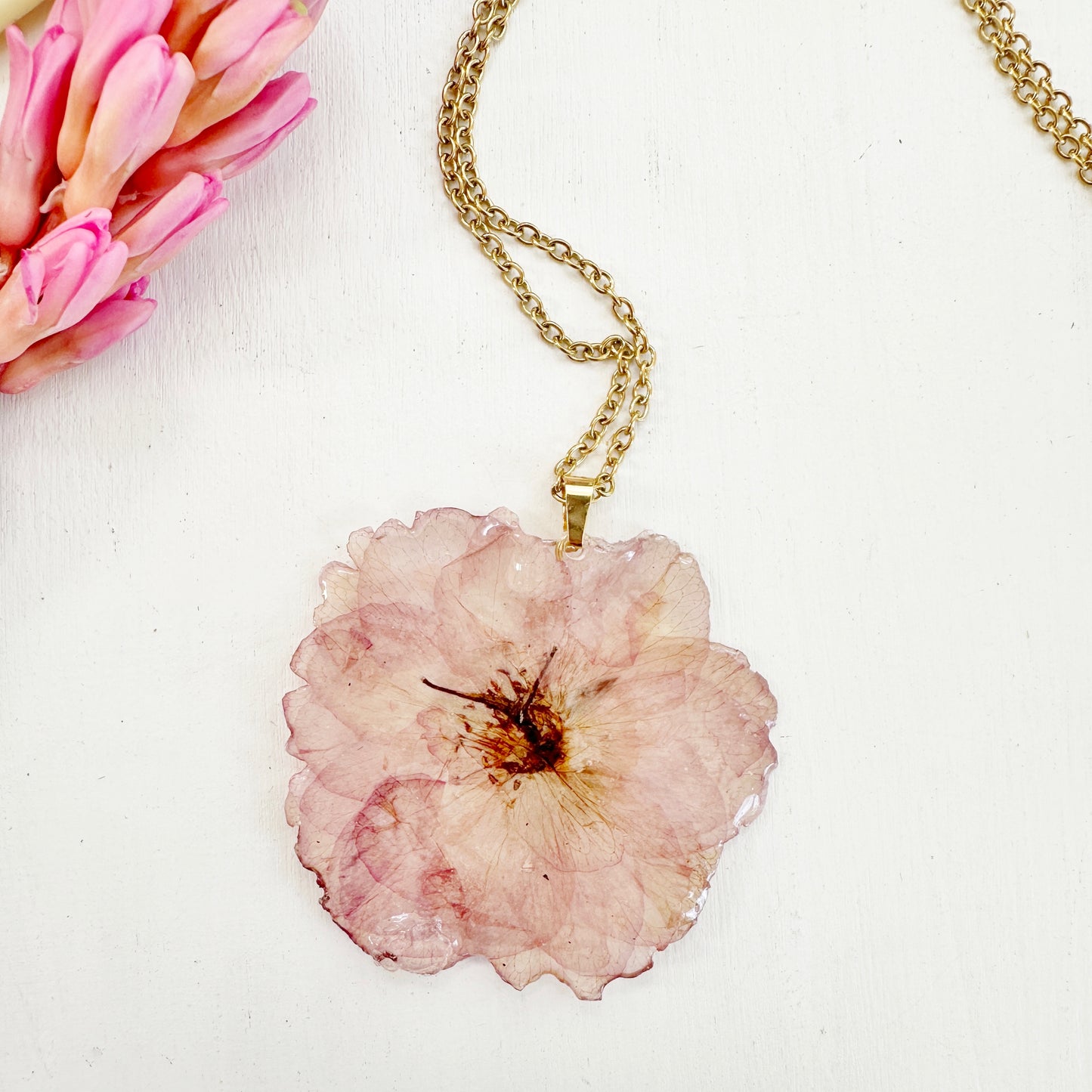 Real cherry blossom necklace