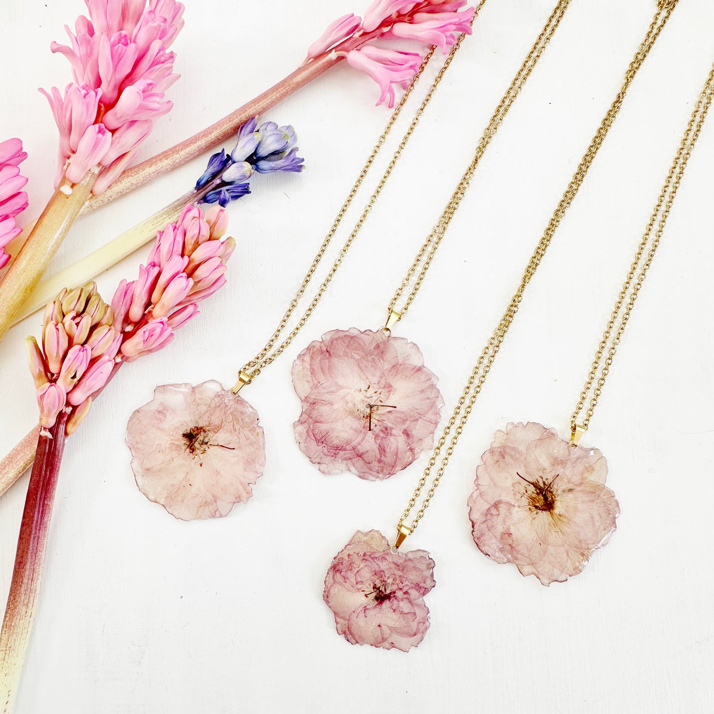 Real cherry blossom necklace