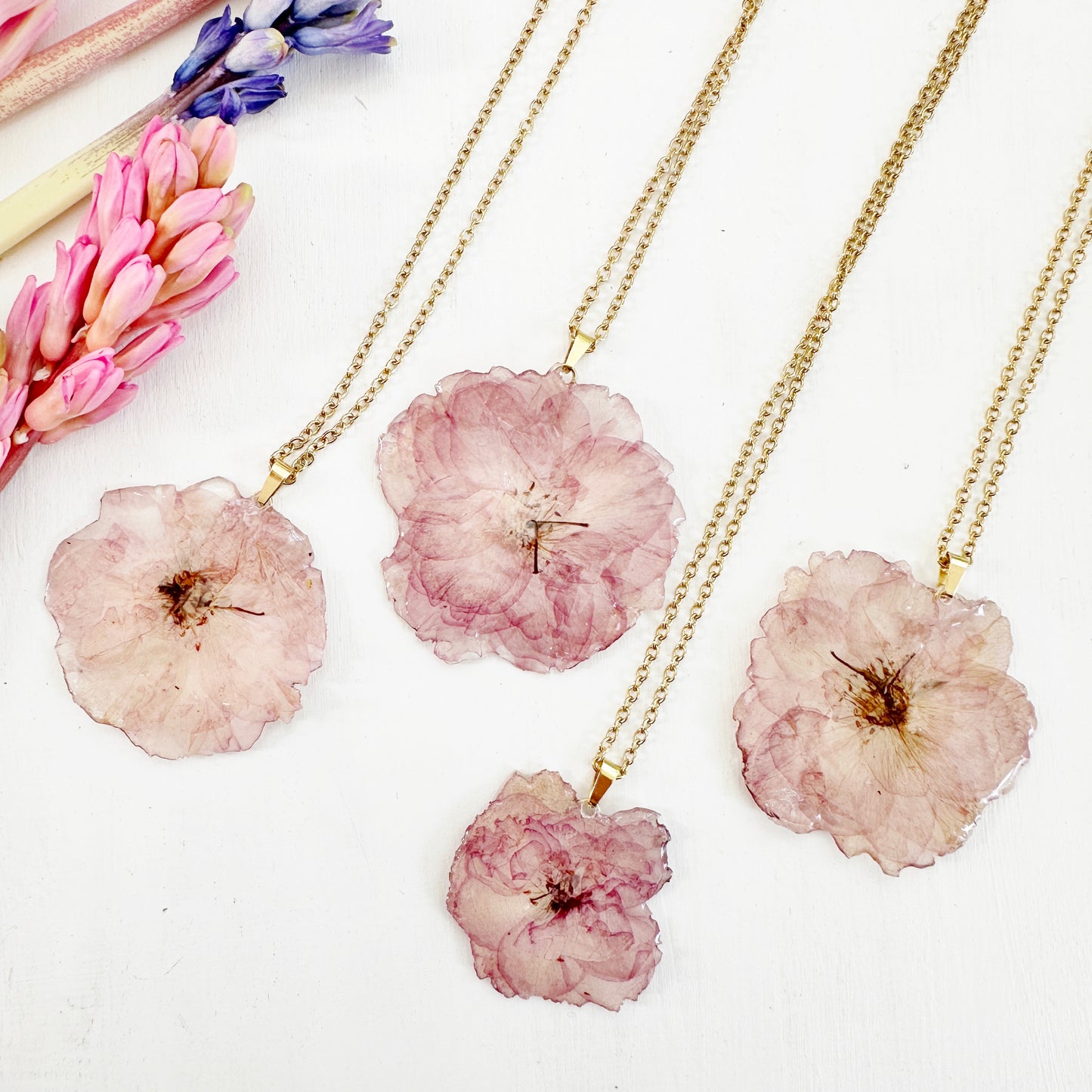 Real cherry blossom necklace