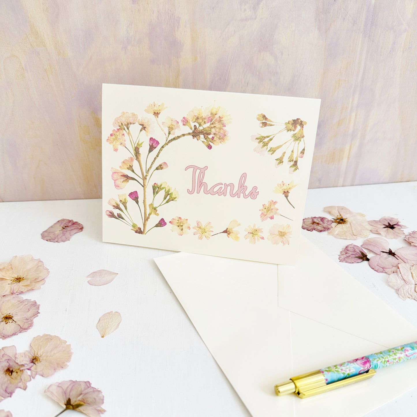 Cherry Blossoms Thanks Greeting Card