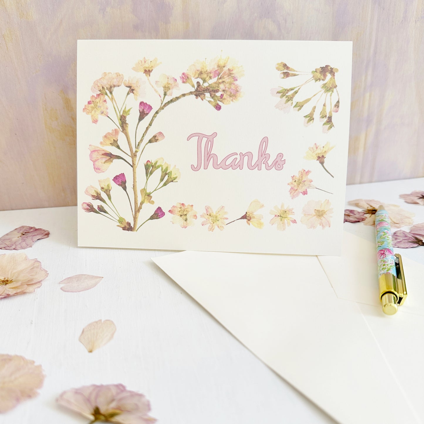 Cherry Blossoms Thanks Greeting Card