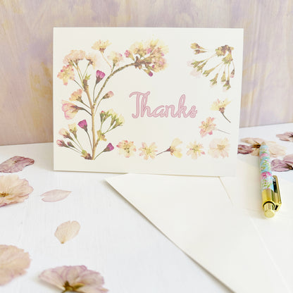 Cherry Blossoms Thanks Greeting Card