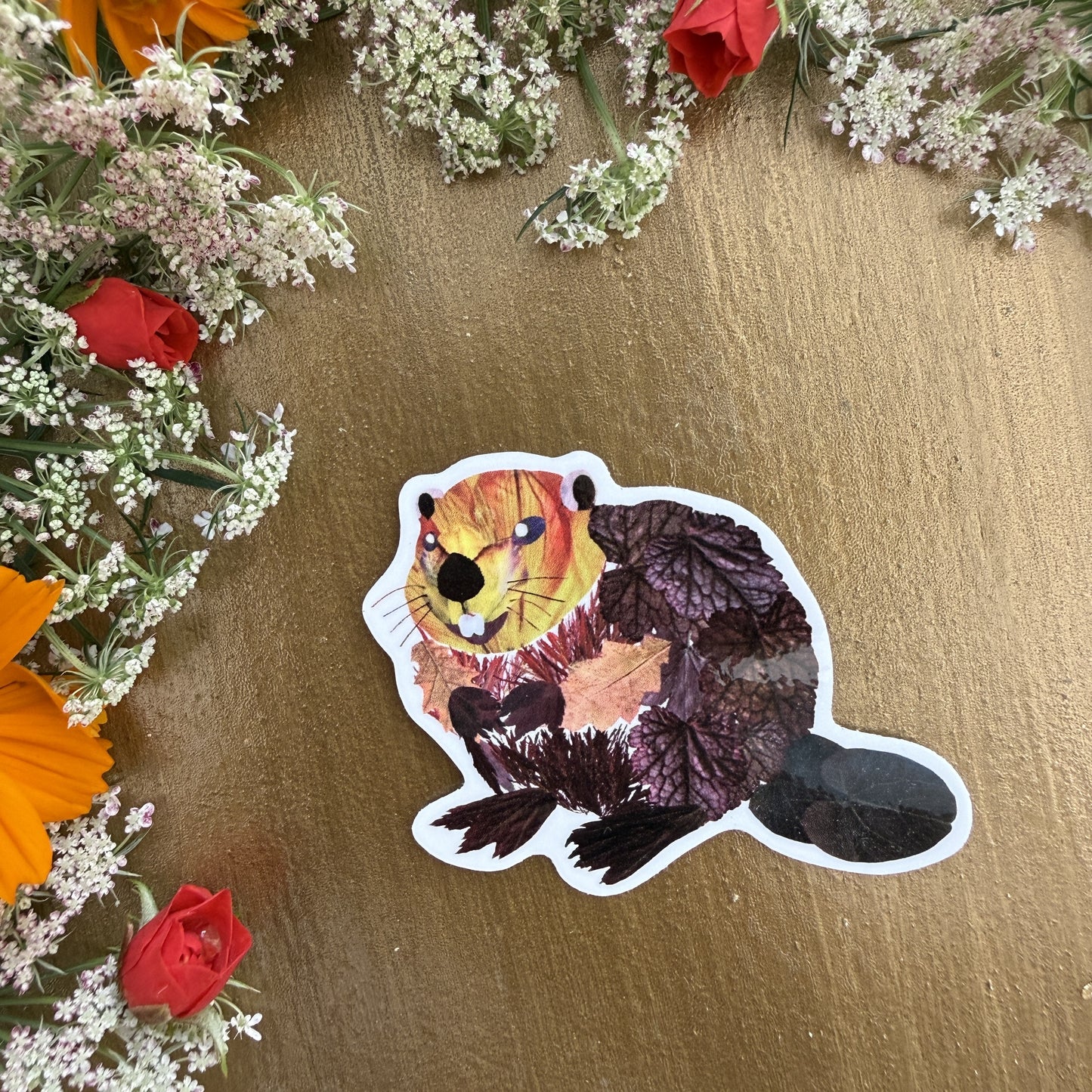 Cute Floral Beaver Sticker