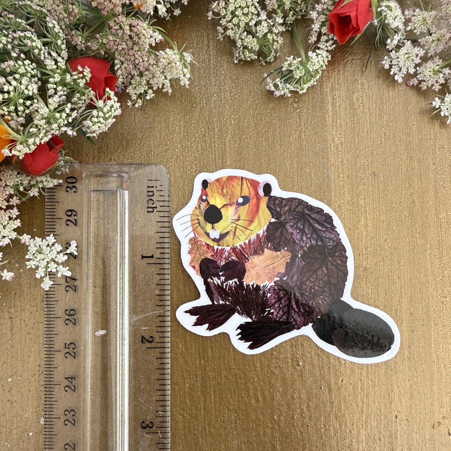 Cute Floral Beaver Sticker