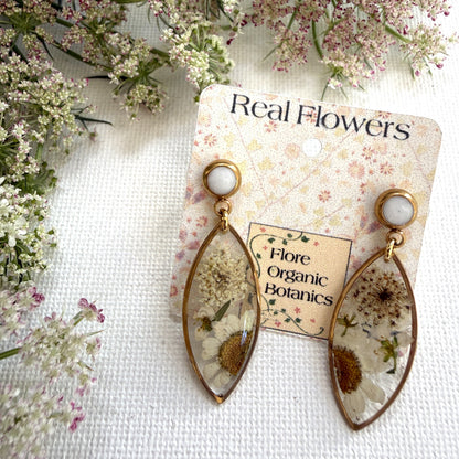 White Flower Marquise Earrings