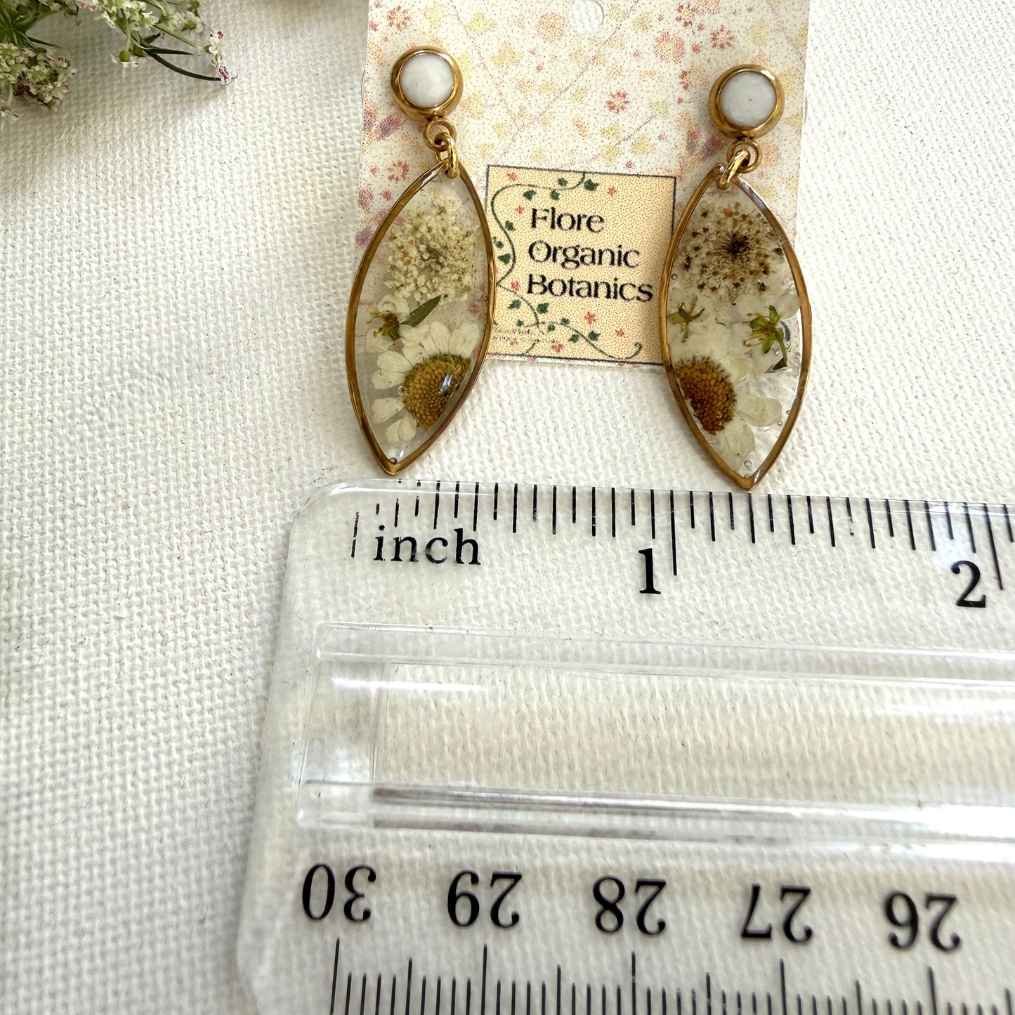 White Flower Marquise Earrings