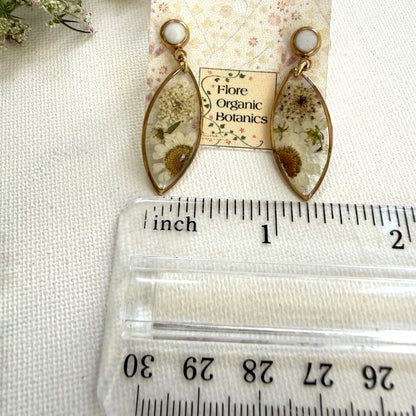 White Flower Marquise Earrings