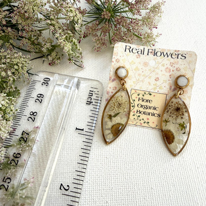 White Flower Marquise Earrings