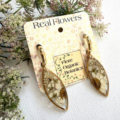 White Flower Marquise Earrings
