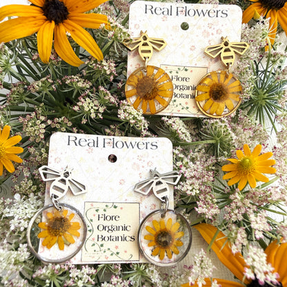 Bee and Sunflower Earrings