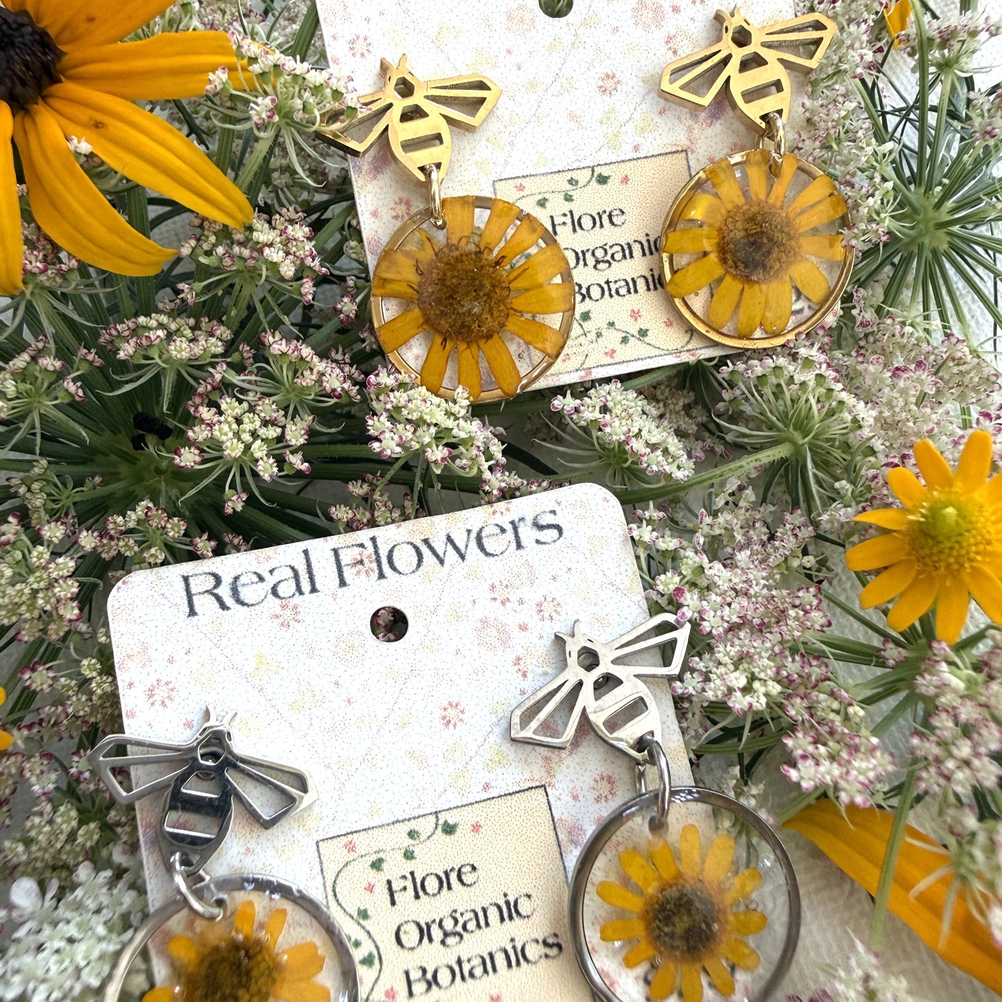 Bee and Sunflower Earrings