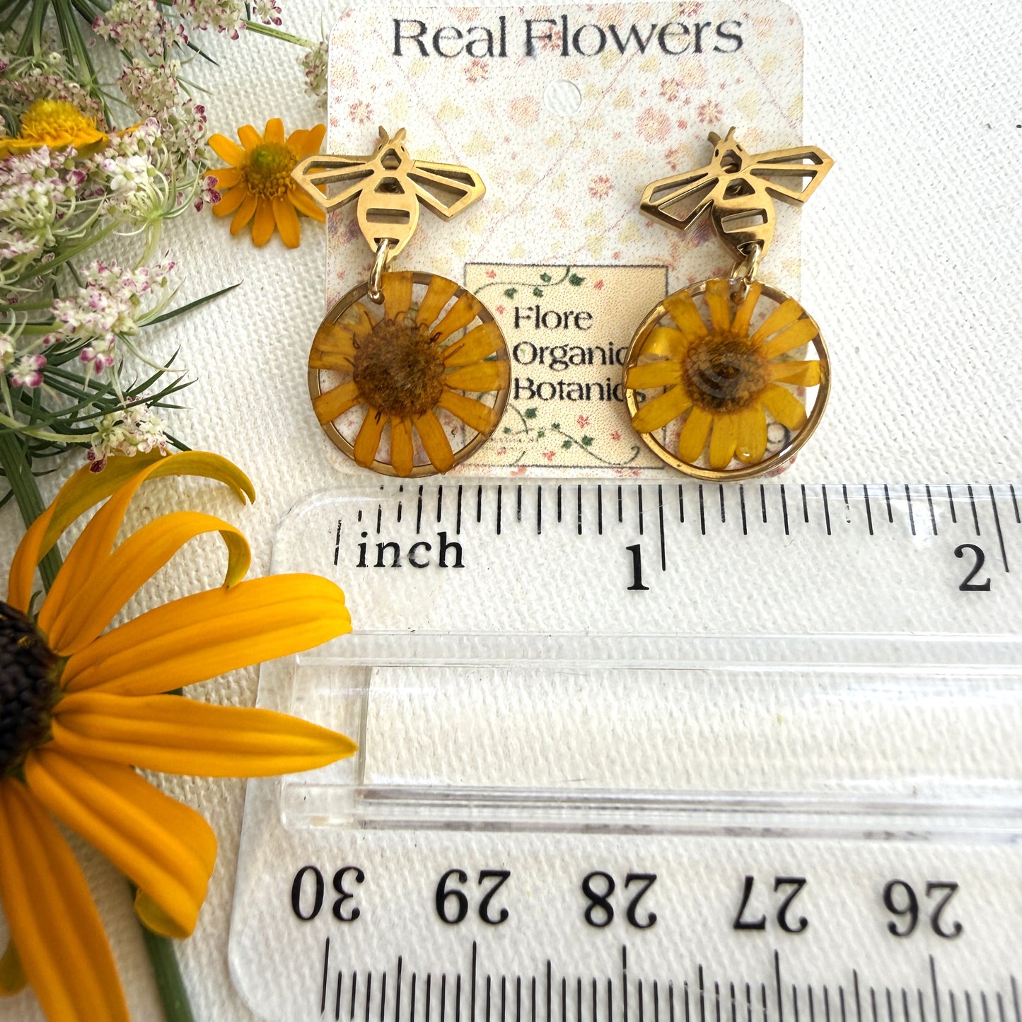 Bee and Sunflower Earrings