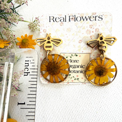 Bee and Sunflower Earrings