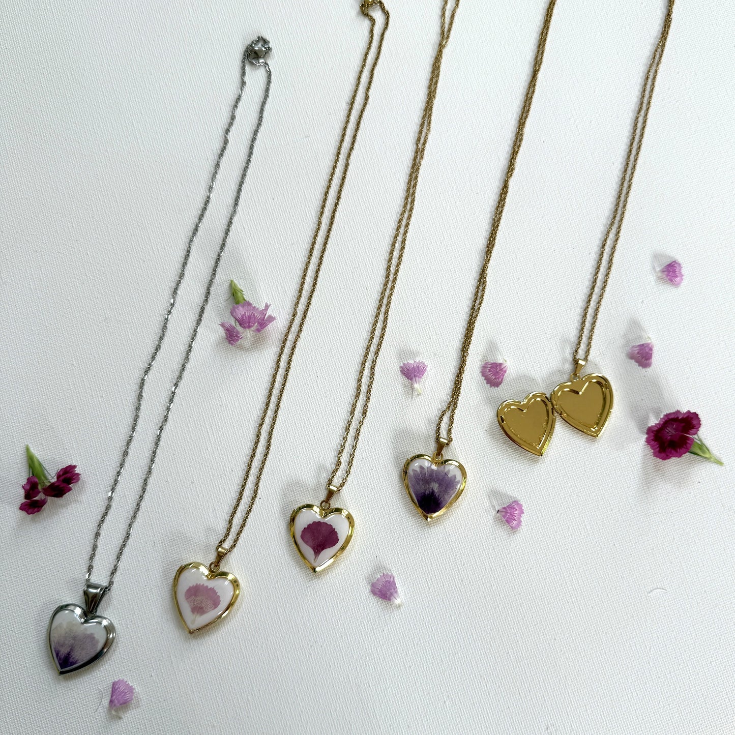Carnation heart locket