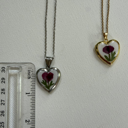 Poppy heart locket