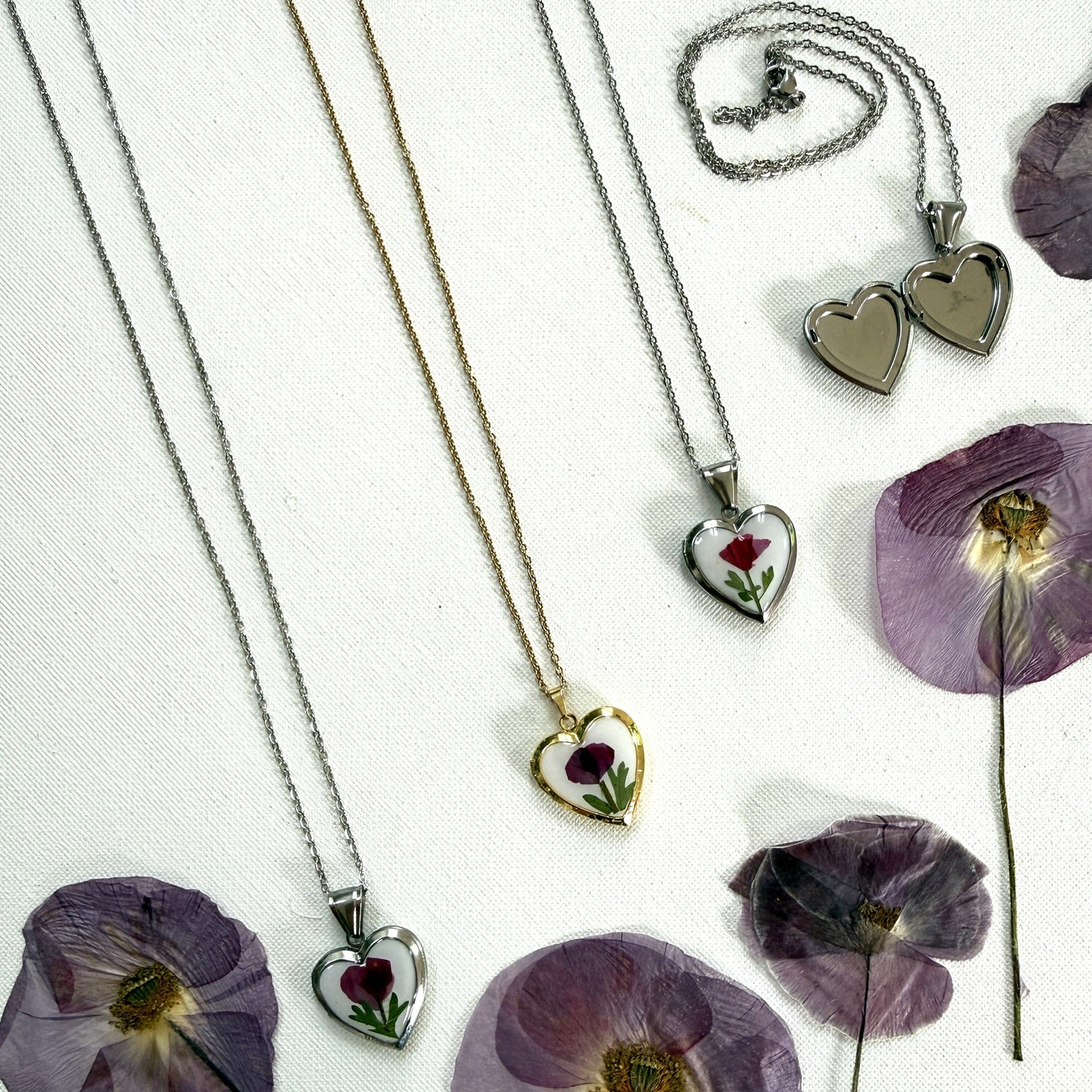Poppy heart locket