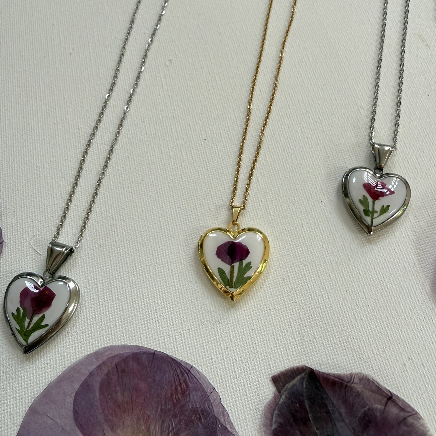 Poppy heart locket