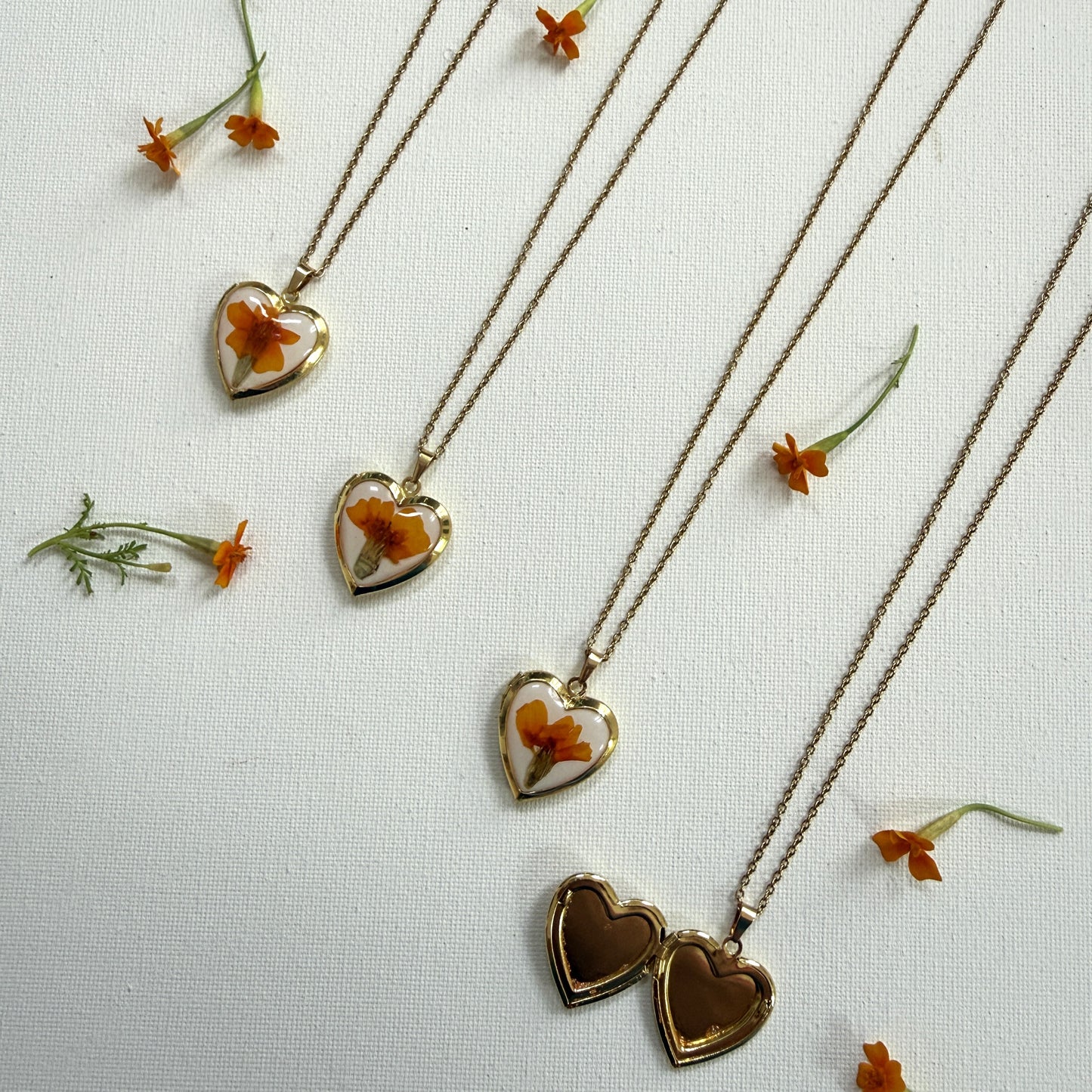 Marigold heart locket