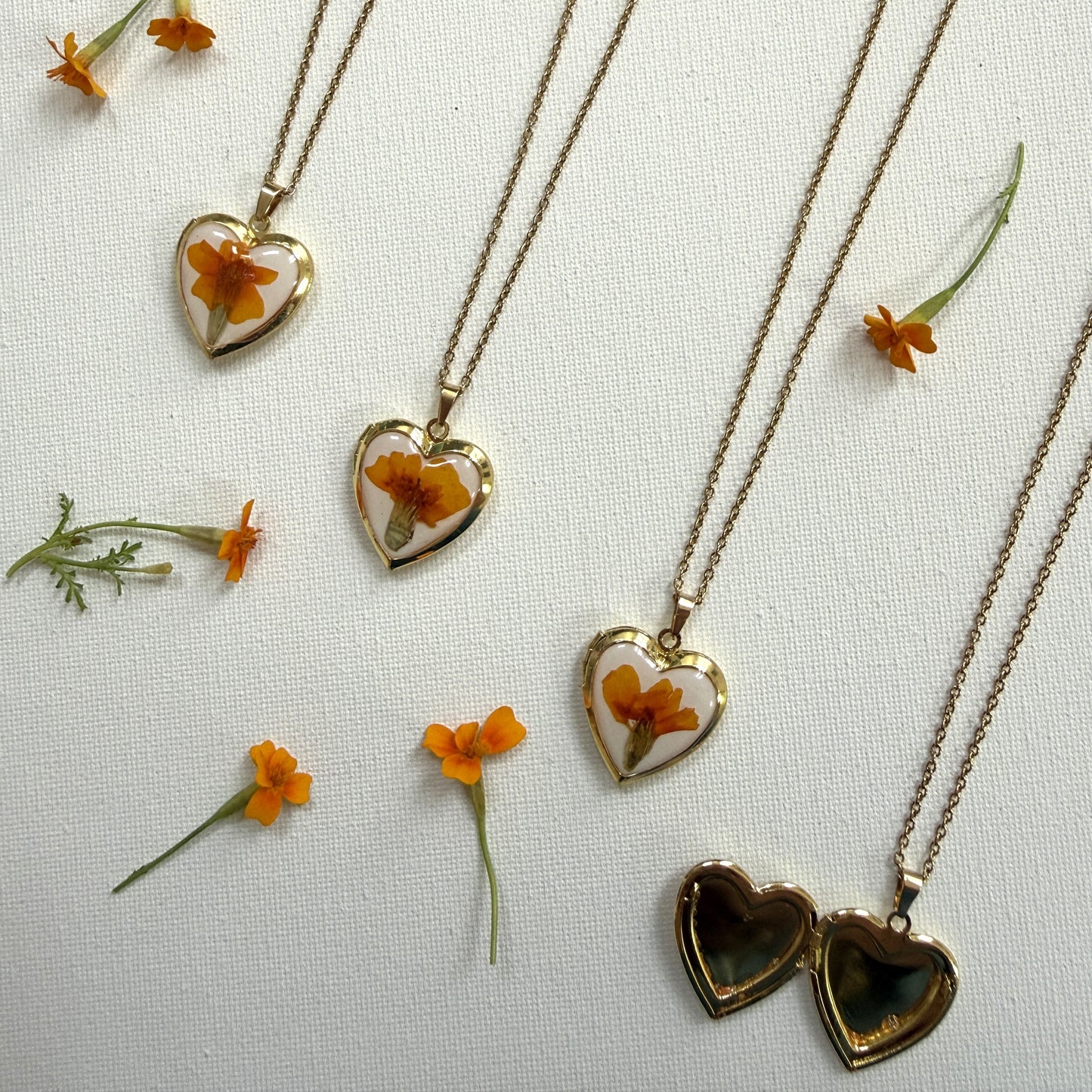 Marigold heart locket