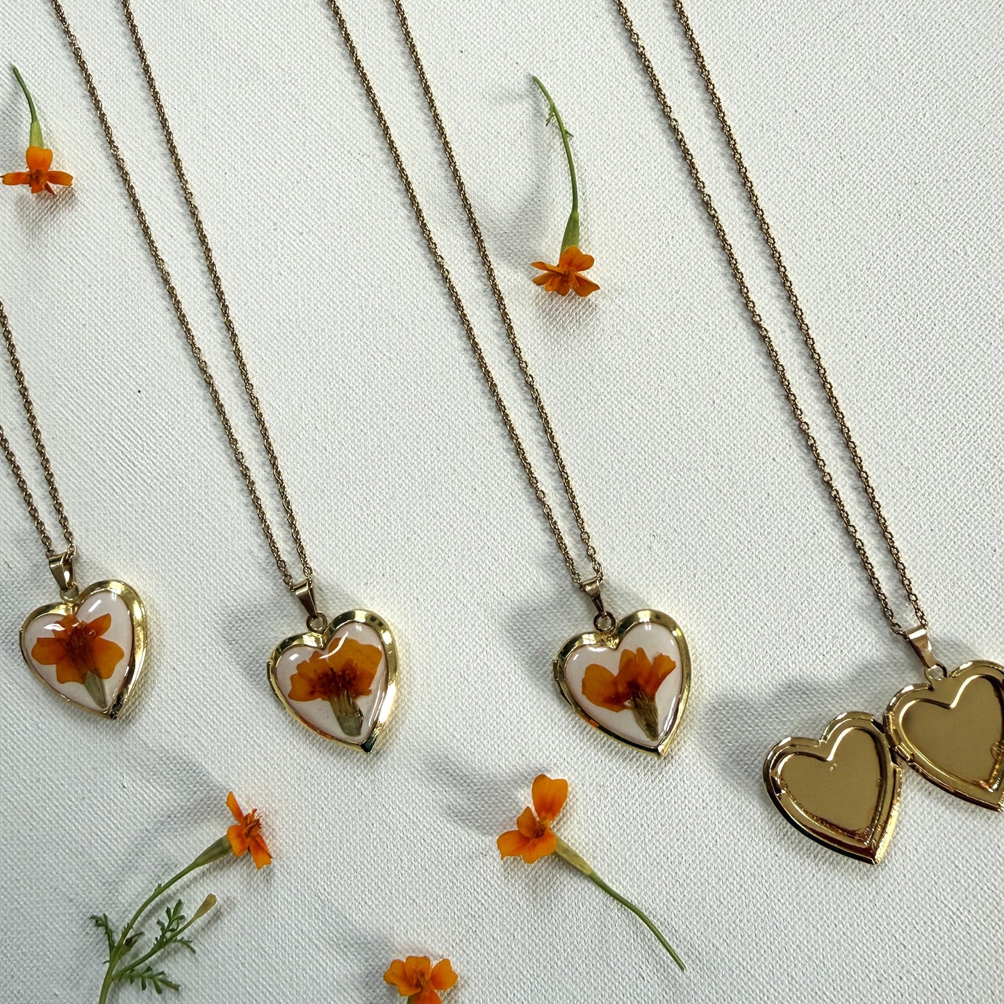 Marigold heart locket